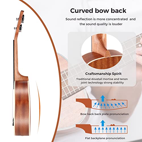 Image of EASTROCK Soprano Ukulele 21 inch Sapele Beginners Kit | Ukulele big package kit, suitable for adults and beginners, ideal for practice, daily playing, and home use