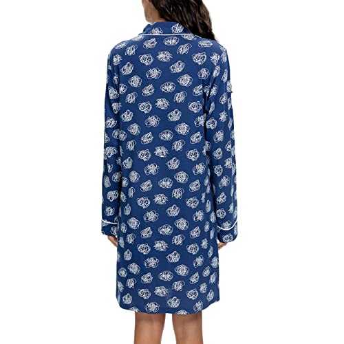 Tugege Nightgowns For Women Sleepwear V-Neck Button Down Night Shirt Long Sleeve Printed Pajamas Sleepshirts #TOP4