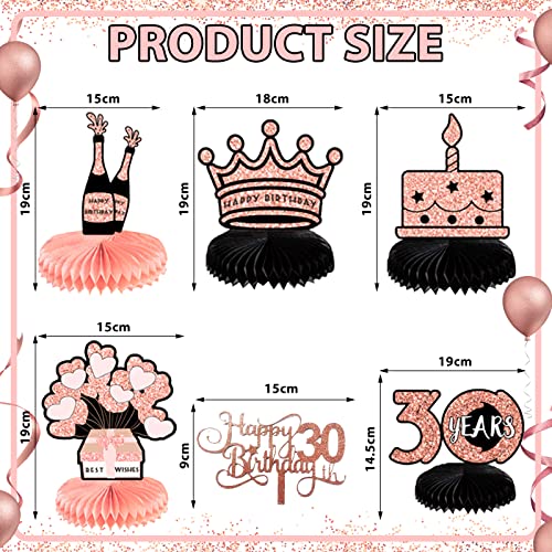 30e verjaardag honingraat middenstukken, 10 stuks verjaardagstafel decoraties met gelukkige 30e verjaardag taart topper… - Image 3