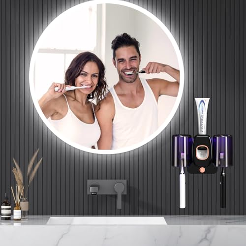 Toothbrush Holders for Bathrooms,Rechargeable Cordless Wall Mounted Tooth Brushing Holder,Electric Toothbrush Holder with 2 Cups,4 Toothbrush Slots,Toothpaste Dispenser (Black) by Wekity - Image 6