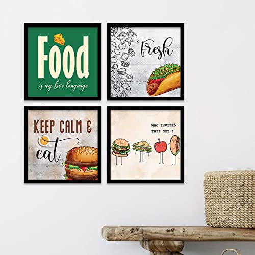 Image of kotart Paper - Photo Frames For Kitchen And Restaurant Wall Decoration - Food Quotes Frames For Kitchen Wall Decor (13 Inch X 13 Inch, Multi) Set Of 4 (Art 7, Big)