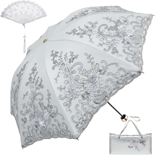 Clysee Floral Lace UV Sun Parasol (Gray)