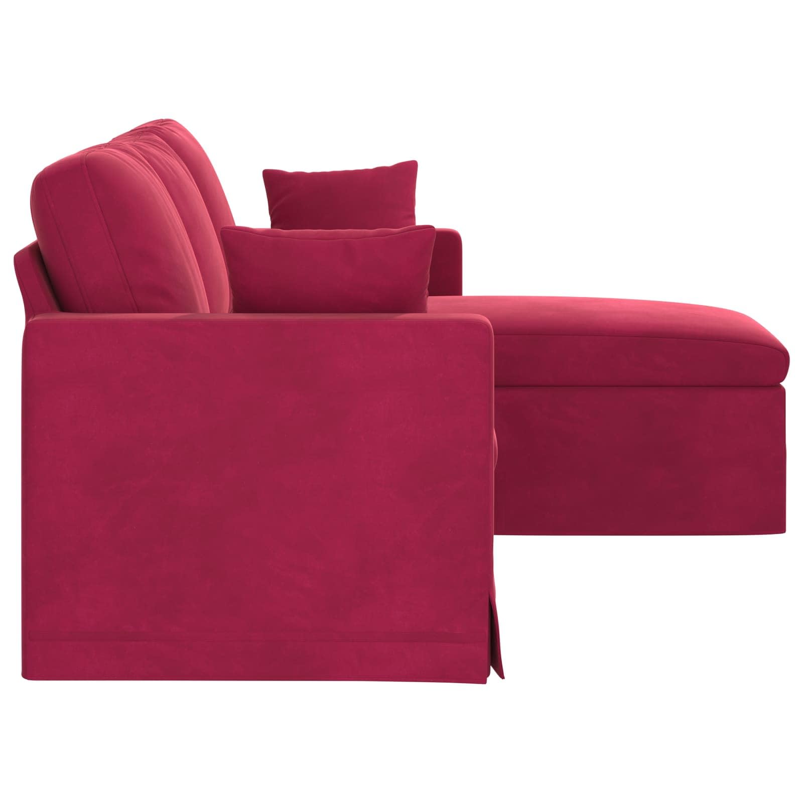 Sofá de terciopelo rojo vino, estructura de metal y patas de plástico, moderno sofá de salón en rojo vino con cojín ergonómico, diseño estable para relajarse