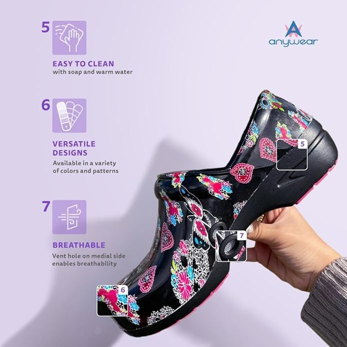 Image of Anywear SR Angel Nursing Clogs - Non-Slip Work Shoes for Women & Men - Slip-Resistant Cushioned Nursing Shoes