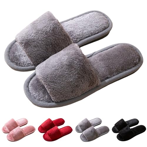 Slippers For Women Indoor,Women's Open Toe House Slipper Breathable Memory Foam Slip-On Winter Home Warm Bedroom Shoes with Non-Slip Sole