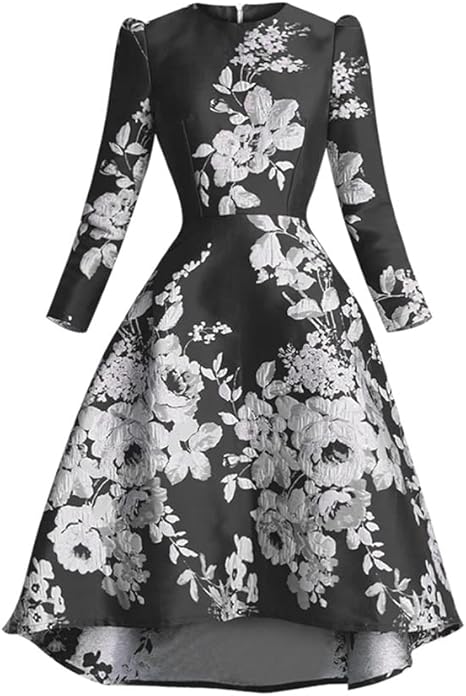 Amazon.com: Vestidos para mujer 2022, vestido largo para mujer, elegante,  negro, floral, vintage, fiesta, otoño (Color: A, talla: S Código) : Ropa,  Zapatos y Joyería