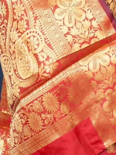 Image of Women's Kanjivaram Silk Saree with Blouse Piece, Banarasi Style,
