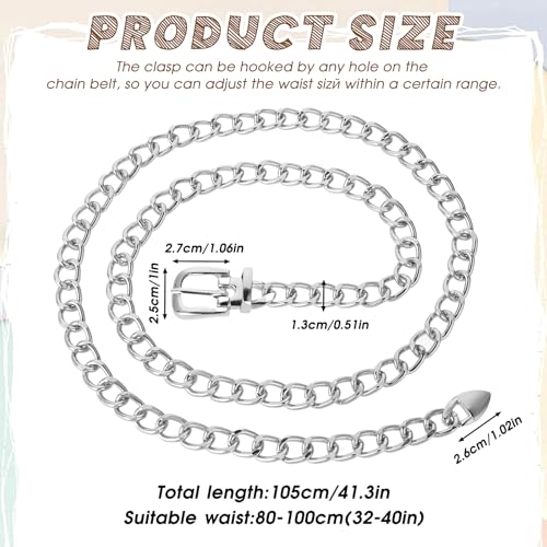 Silver Chain Belt for Women Western Chunky Waist Chain Belts Plus Size Metal Waist Belts Adjustable Thin Womens Belt Fashion Boho Belly Belt Chains Accessories for Women Girls Dresses Jeans Clothes2
