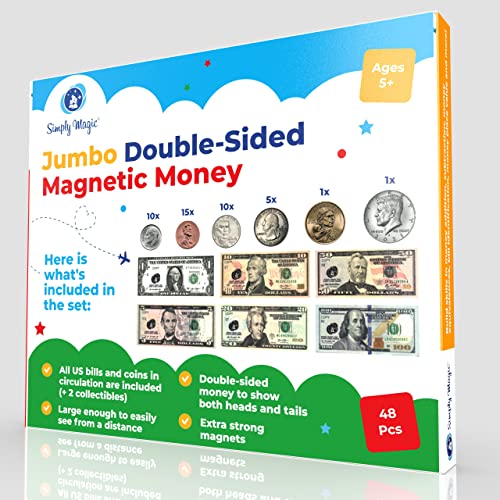 48 Pcs Large Double-Sided Magnetic Money - Play Money For Kids For Learning, Pretend Money For Classroom, Toy Money, Play Coins For Kids, Money Games, Practice, Money Manipulatives, Class Money Set #TOP6