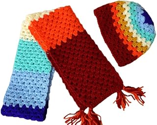 Handmade rainbow crochet scarf and hat, Colourful hat and scarf, Set of hat and scarf, Rainbow scarf, Rainbow hat, Thanks NHS, Pride