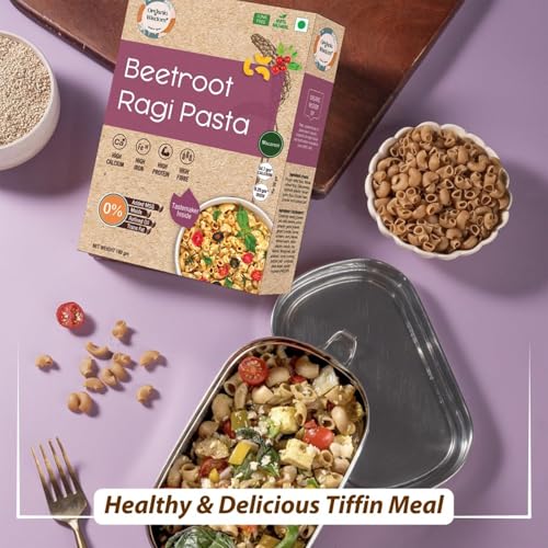 Image of Organic Wisdom Healthy Pasta Combo (Pack of 2) - Beetroot Ragi & Moringa Little Millet Pasta (180g Each) | No Maida, No MSG, No Refined Oil | Macaroni
