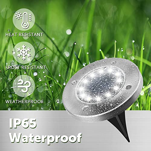 Solpex Solar Lights Outdoor Garden, 12LED Solar Ground Lights, IP65 Waterproof Outdoor Lights Solar Powered, Cold White Solar Garden Lights for Yard Lawn Patio Pathway (4 Pack) - Image 5