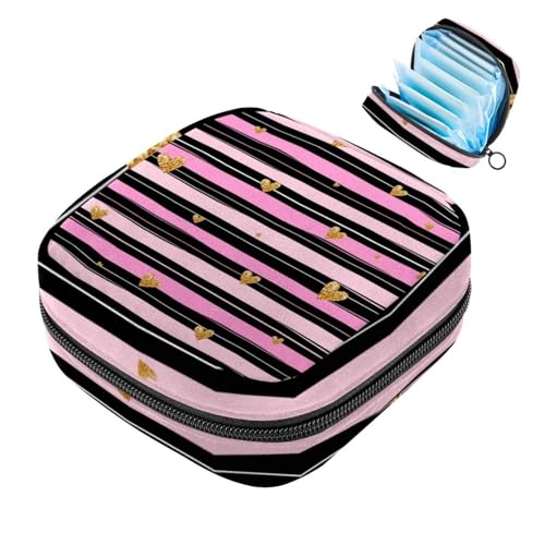 Cuore Dorato Strisce Nere e rosa