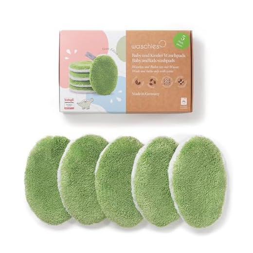 waschies KIDS Wasch-Pads für Babys und Kinder, zur Reinigung nur mit Wasser, wiederverwendbar, hautschonend, supersoft, Made in Germany, grün, 5er-Set