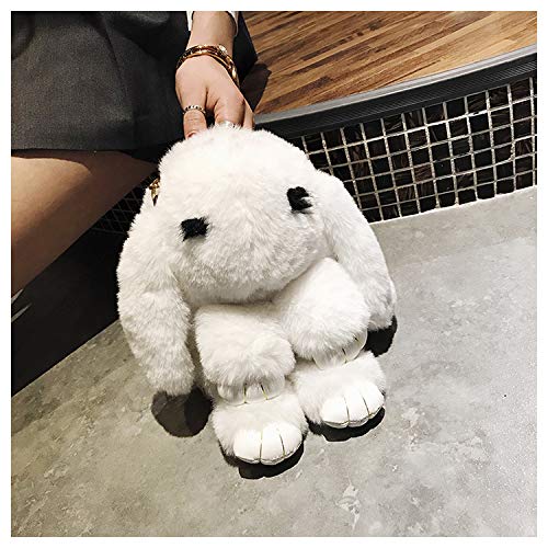 Faux Rabbit Fur Crossbody Handbag Shoulder Bag (A White)2