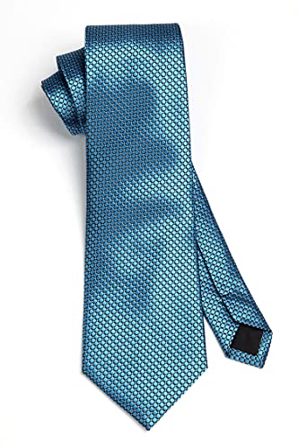 Image of HISDERN Mens Ties Plaid Tie and Pocket Square Set Classic Woven Formal Checkered Neckties & Handkerchief Wedding Party