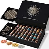 Set of 50 Crystals and Healing Stones | Healing Crystals in Spell Jars with Cork | Witchcraft Supplies | Real Crystal Kit with Crystal Grid