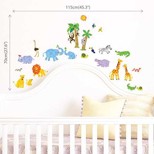DECOWALL-DS-8013-Jungle-Animals-Kids-Wall-Stickers-Wall-Decals-Peel-and-Stick-Removable-Wall-Stickers-for-Kids-Nursery-Bedroom-Living-Room-Small-dcor