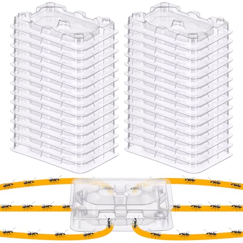 Qualirey 32 Pcs Ant Bait Stations Reusable (Bait NOT Included), Multi Surface Ant Killer Trap for Home, Control for Indoor and Outdoor Use, Roach Station for Common Household (16 Set, Standard Size)