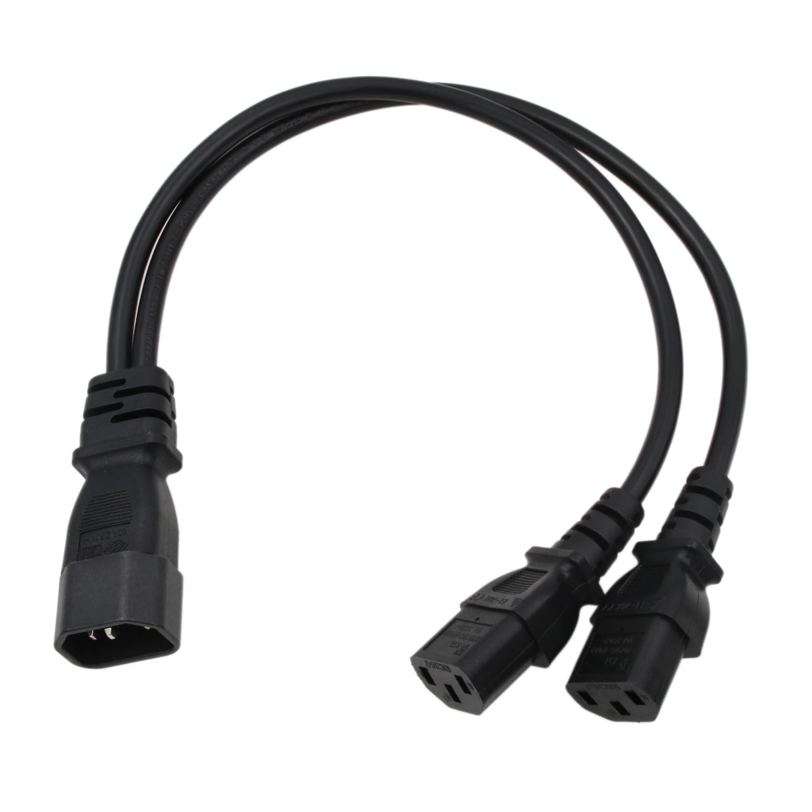 HangTon UPS PDU Power Cord Y Splitter Extension Cable IEC320 C14 Male to Dual IEC 320 C13 Female for Computer Monitor Printer 3-Prong 40cm