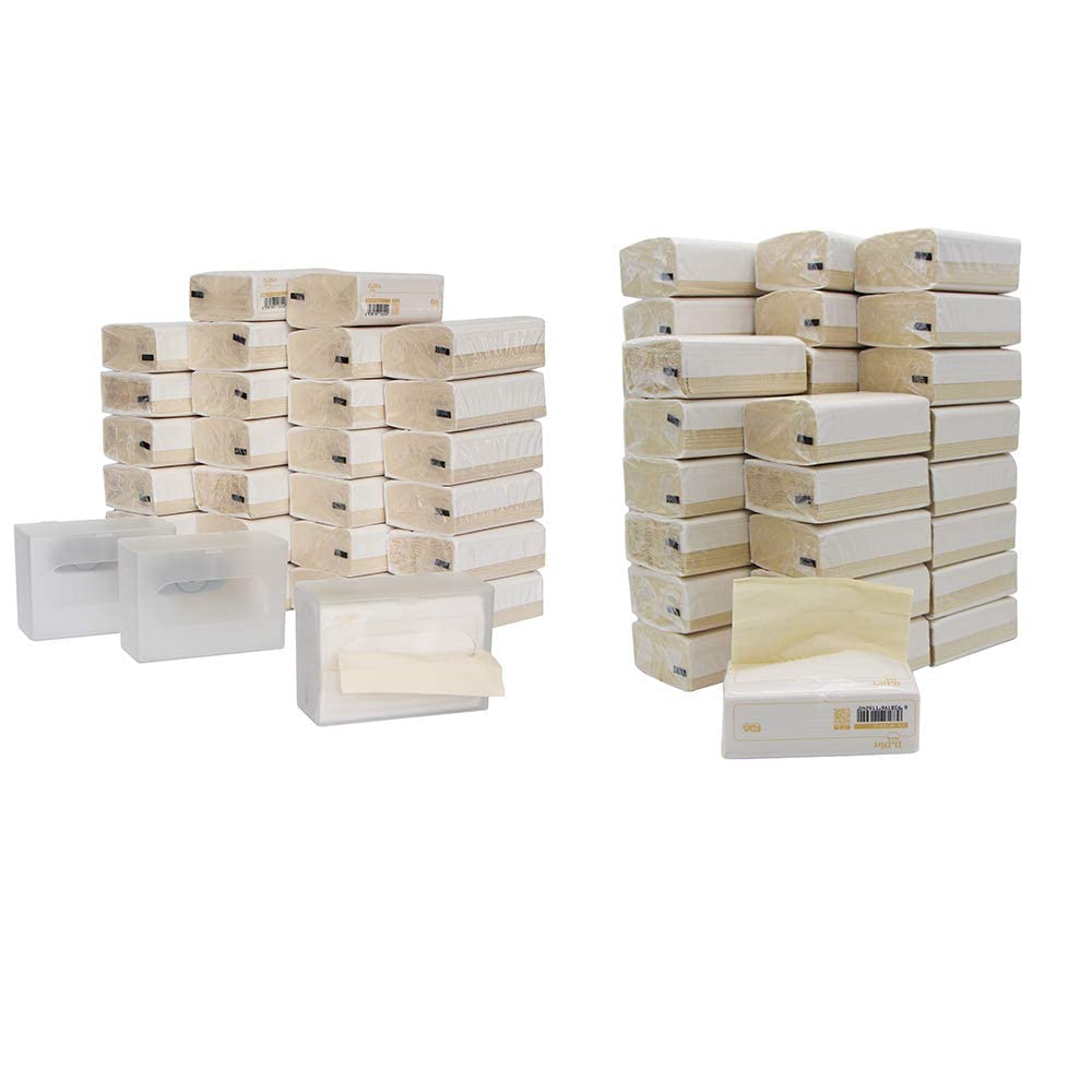 DrDirt Bamboe Gezichtstissue – 27 Pakjes Met 110 Vellen (3-laags) – 13x17,5 Cm – Zonder Bleek Of Fluorescerende Middelen – Met 3 Muurdispensers – Zacht En Sterk