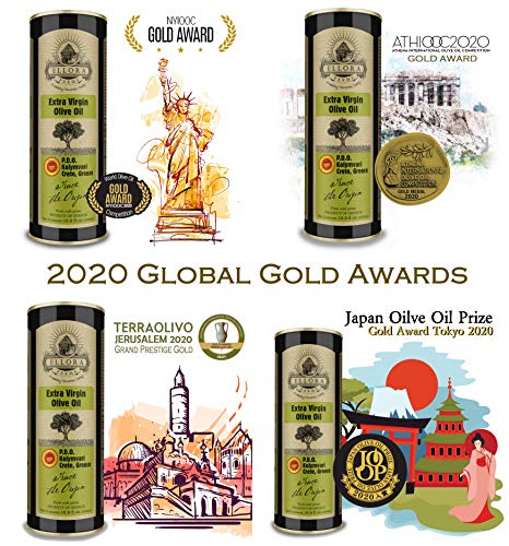 Ellora Farms, Multiple Gold Award Winner, Certified PDO Single Estate Extra Virgin Olive Oil, Traceable, First Cold-Press, Harvested in Crete, Greece. O.U Kosher, 17 oz Tin