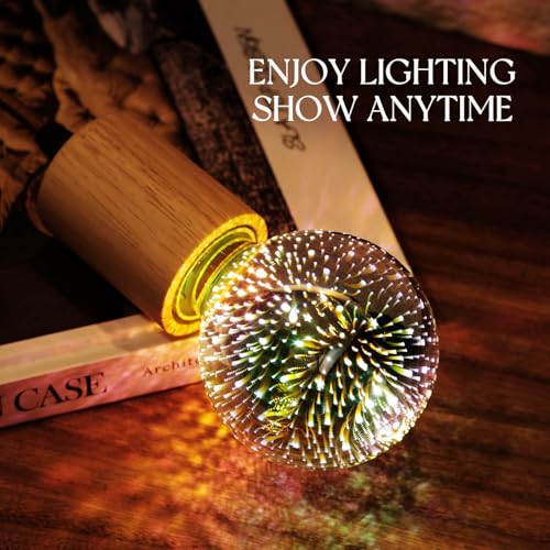 Porseme 3D Fireworks Decorative Light Bulb, E26 Base, 4W, AC100-240V, Glass Bulbs with Soft Warm Light, Shiny Decor for Home, Bedroom, Party (Included 1-Pack G80 Bulbs) - image 2