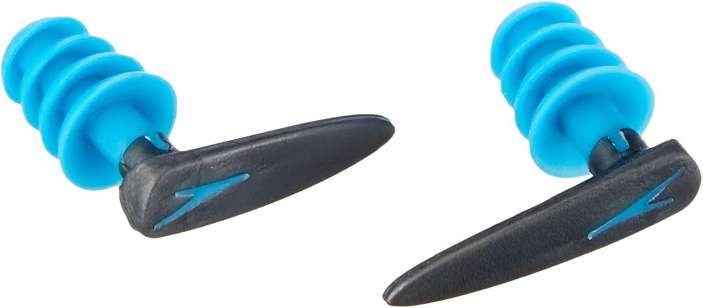 Speedo Biofuse Aquatic Earplug, Comfortable Fit, Ergonomic Design, Ear Protection, Grey and Blue, Adult Unisex Size