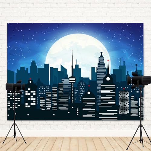 Fondo fotográfico vinilo 8x6ft ciudad cartoon para fiesta miniatura 4