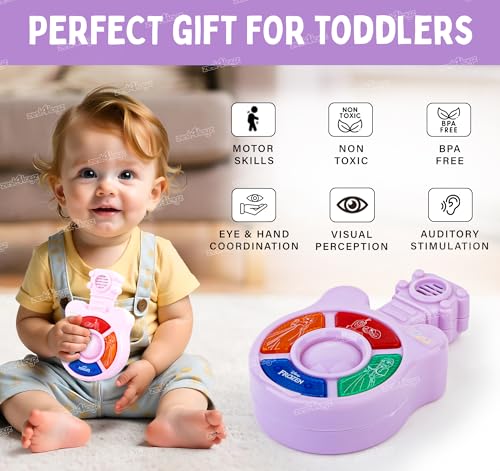 Image of Zest 4 Toyz Musical Guitar Toy for Kids with Colorful LED Lights and Sound Toy Battery Operated Baby Toys Musical Instrument Toys Birthday Gift for Kids Boys & Girls - Purple