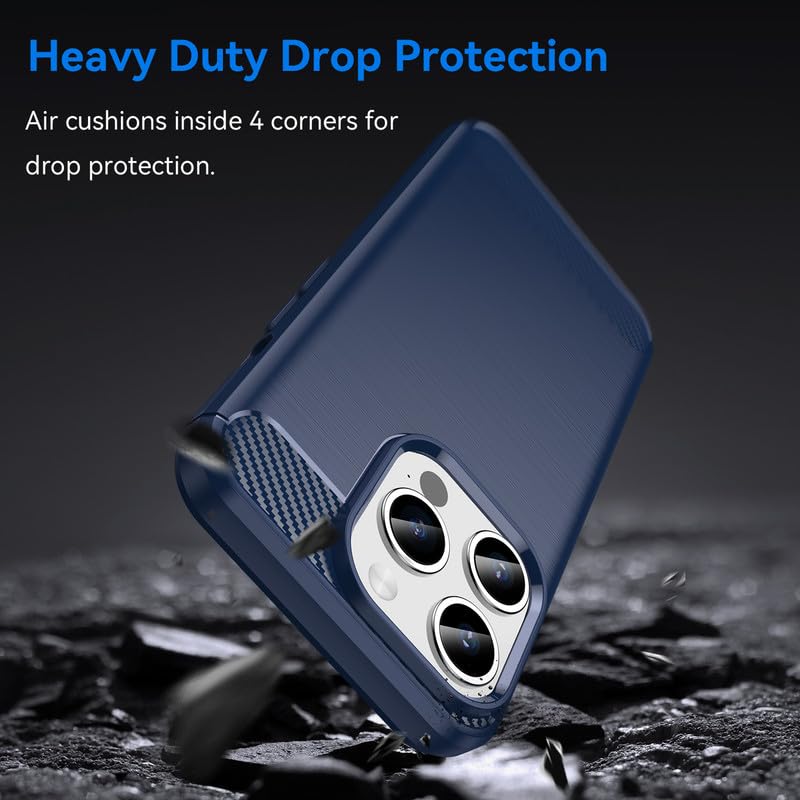 Image of Hybrid Carbon Fiber Back Case for iPhone 15 Pro Max (Blue)