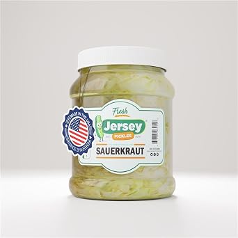 Jersey Pickles - Sauerkraut 1/2 Gallon Pickled Vegetable Handcrafted Gourmet Topping for Sandwiches, Charcuterie & More
