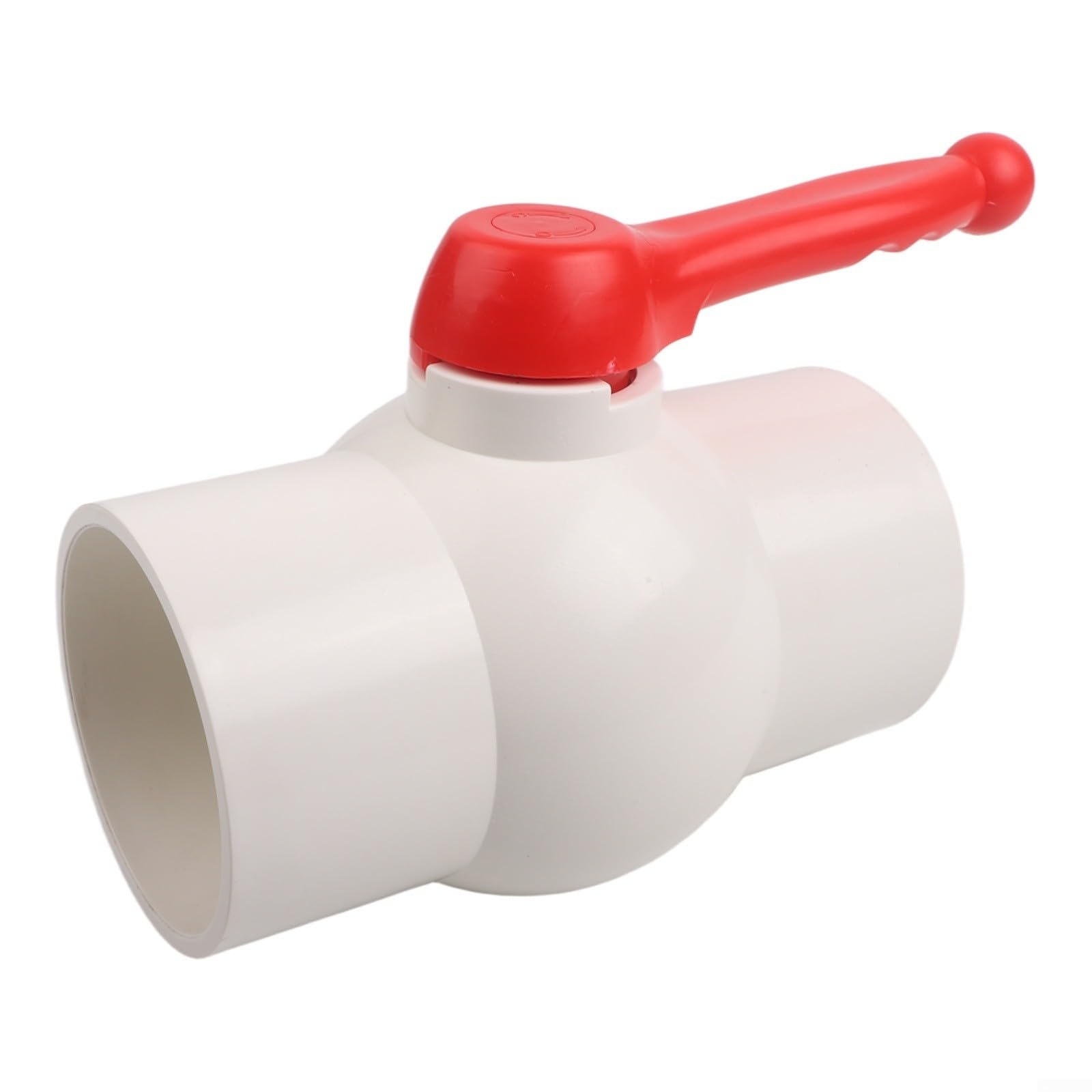 Valvola a sfera in PVC con impugnatura a T rossa, raccordo saldato piatto ispessito per tubi dell'acqua, applicazioni idrauliche per acquari e domestici, 2,5/3/4 pollici (110pvc-10,2 cm)