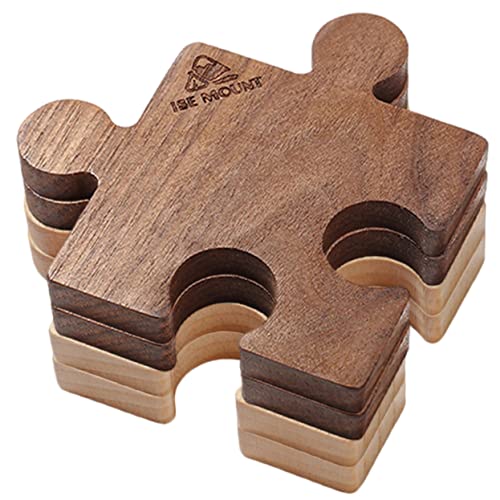 COHEALI 4個 木製 パズル コースター 木製 パズル ピース 木製 パズル 木製 コースター 水 コースター コーヒー マグカップ コースター ポット パッド 厚手 コースター カップ パ