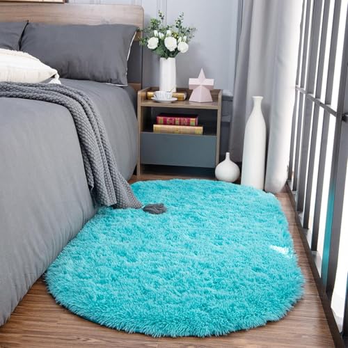 Image of Fluffy Silky Micro Fiber Polyster Carpet /Runner for Bedroom, Study Room, Playing Room, Guest Room ETC. 4x6 feet Feet, (Turqoise)