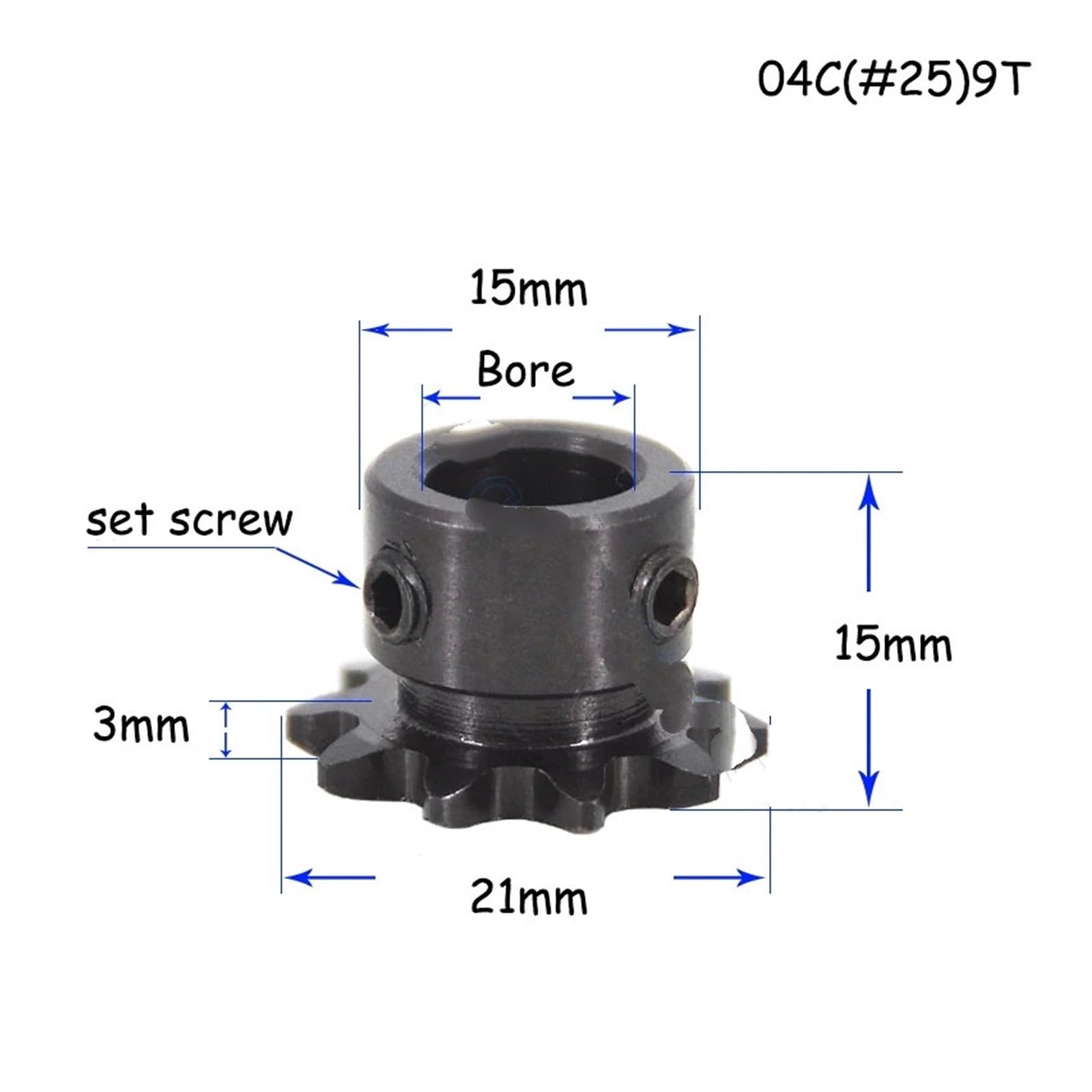 Bevel Gear Pinion Hardware Mechanical 9T 04C Sprockets for Roller Chain Bore 5 6 6.35 8mm 9 Tooth 45# Steel Gear(Bore 5mm)