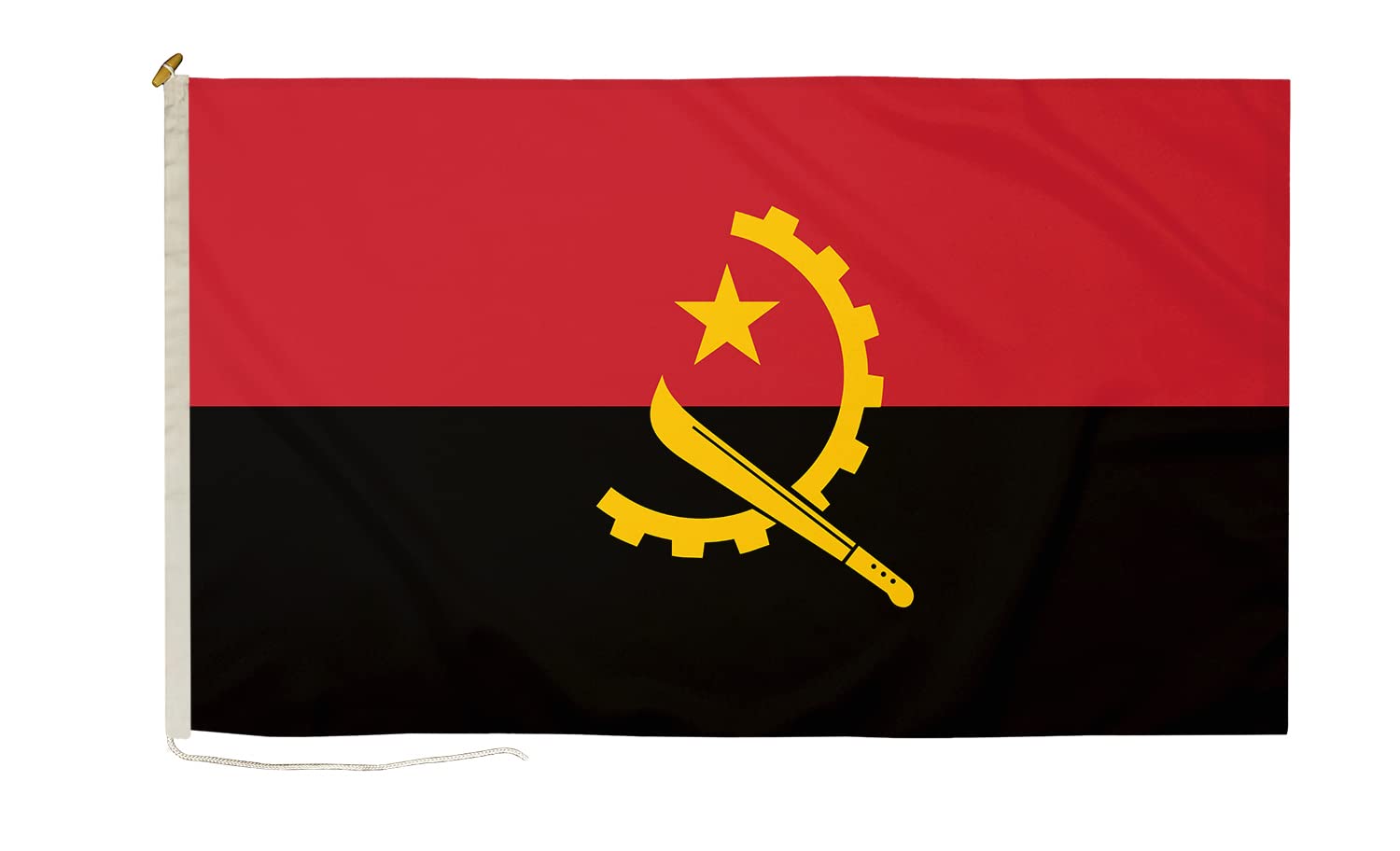 DuraFlag Angola Small Courtesy 20x12" Rope and Toggled Premium Quality 50x30cm Flag
