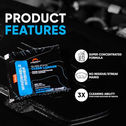 Image of JOPASU Windshield Washer Fluid Pouch for Car 25 ml x 20 = 500 ml | Super Concentrated Formula | 10 ml Makes 1L Strong Washer Fluid | Crystal Clear, Spot-Free, Streak-Free Shine