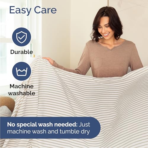 Queen Size 4 Piece Sheet Set - Comfy Breathable & Cooling Bed Sheets Set - Hotel Luxury Bedding for Women, Men, Kids, Teens, Boys & Girls - Deep Pockets and Wrinkle Free - Oeko-Tex - Beige Stripes 2 - Image 7