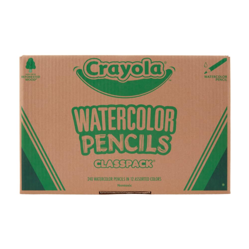 CRAYOLA Classpack Aquarellstifte, 240 Karat, je 20 Stück in 12 Farben, ideal für Klassenzimmer, Bildung, Kunstwerkzeuge