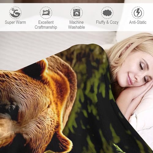 Couverture en flannel ours plaid chaud anti-froid canapé lit