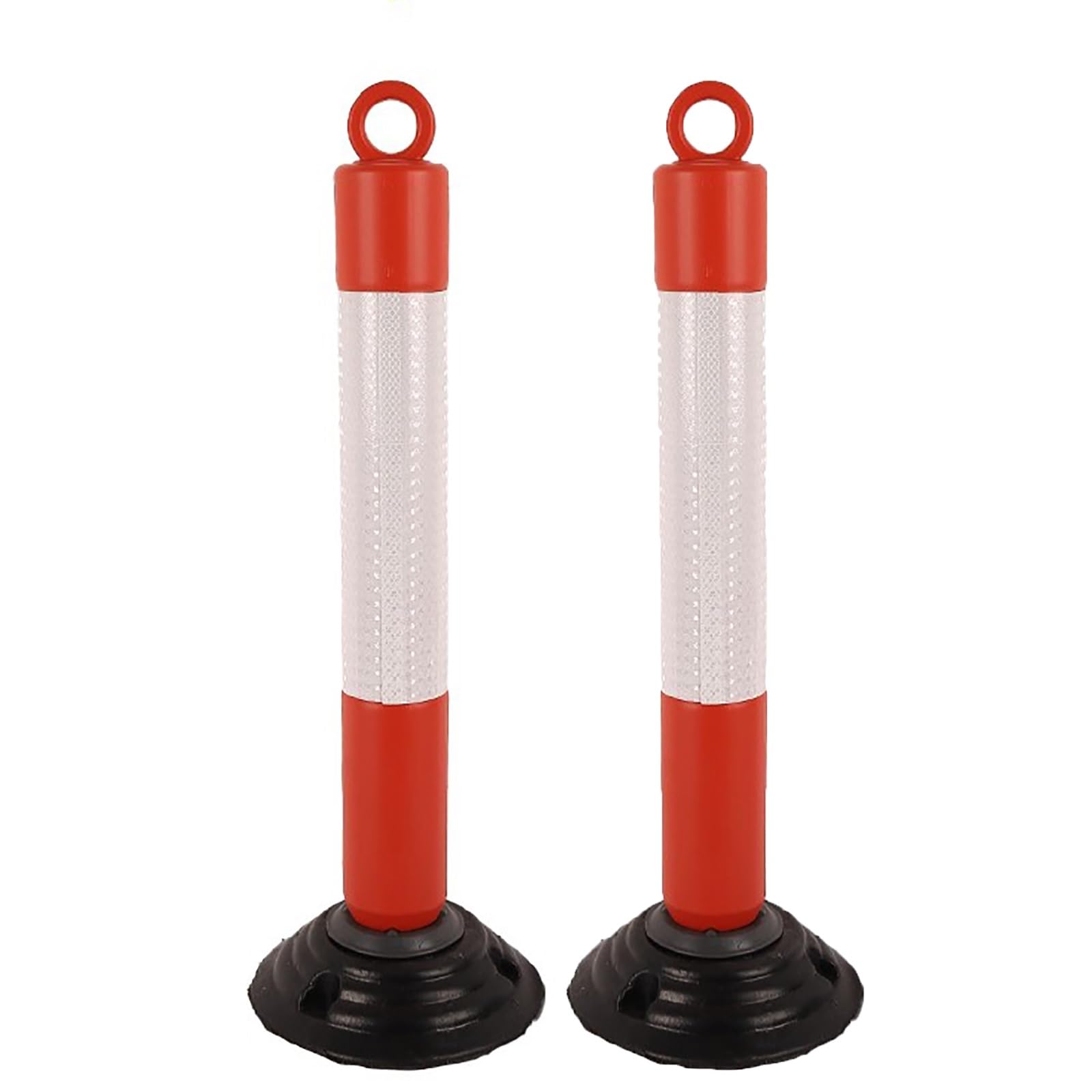 SaryEdge Flexible Reflective Safety Bollard Post with Base Kit for Portable Traffic and Parking Barrier Warning,White-2pcs,White-2pcs