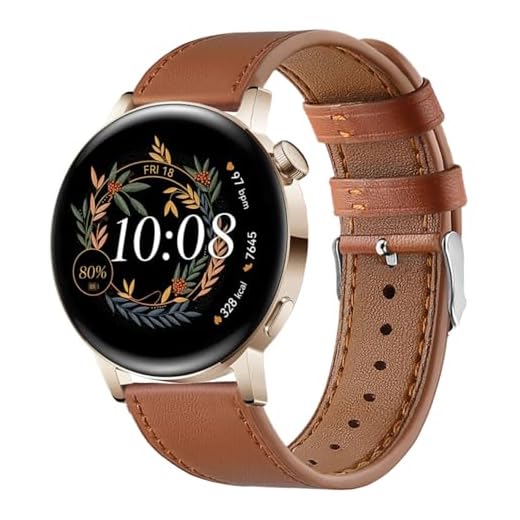 Armband Kompatibel mit Huawei Watch GT3/GT2 42mm/GT3 Pro 43mm Leder Uhrenarmbänder Ersatz Lederarmband für Galaxy Watch 7 6 5 4 40mm 44mm, 20mm Lederband für Damen Herren, Braun