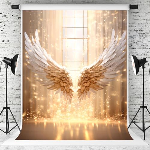 Kate 5×7ft Golden Angel Wings Backdrop Photography Dreamy Birthday Adult Gift Art Portrait Background Photography Studio Props Photos Videos