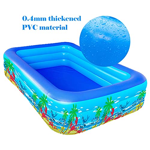 SHWYSHOP Tragbares Schwimmbecken 388 x 198 x 68 cm, Kinderbecken, Familien-Lounge-Pool in voller Größe, aufblasbares… – Bild 4
