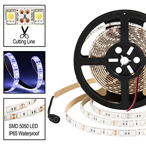 Supernight Led Light Strip, 16.4Ft/5M Smd 5050 60Leds/M Cool White Waterproof Led Flexible Flash 300 Leds Rope Lights #TOP4