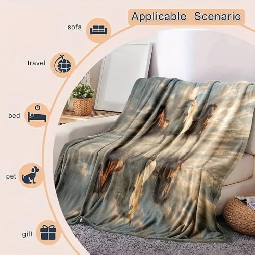 Couverture sherpa design illusion visuelle cheval en flanelle premium