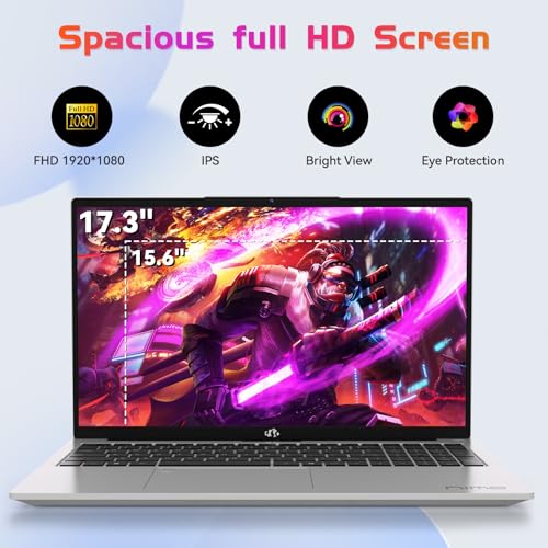 Image of NIMO 17.3 inch FHD IPS Laptop, Intel Core i3-1215U (Beats i5-1135G7 Class), 16GB RAM, 512GB SSD, Windows 11 Home, Wi-Fi 6, Backlit Keyboard, Fingerprint, USB-C 65W Fast Charge, Bluetooth 5.2, 180 View