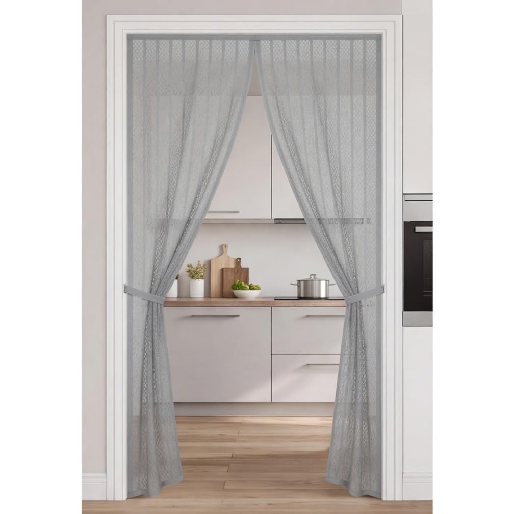 Yxrs Grey Fly Screens Doors 84 X 173 Cm Frame Hook & Loop Hundreds Of Sizes Fly Insect Screen Door With Powerful Magnets Keeps Bugs Out Easy To Install Without Drilling,