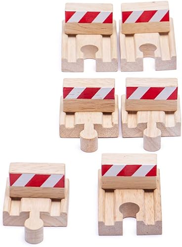 Bigjigs Rail Buffers de madera (paquete de 6) - Otras marcas principales de rieles de madera son compatibles